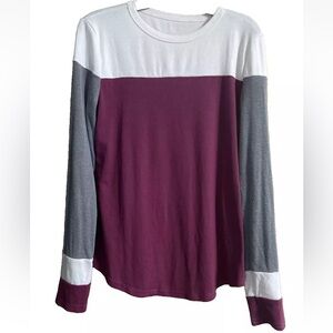 Lightweight Pullover Shirt Sz Lg Stretch Long Sleeve Top Two Tone Soft Tee